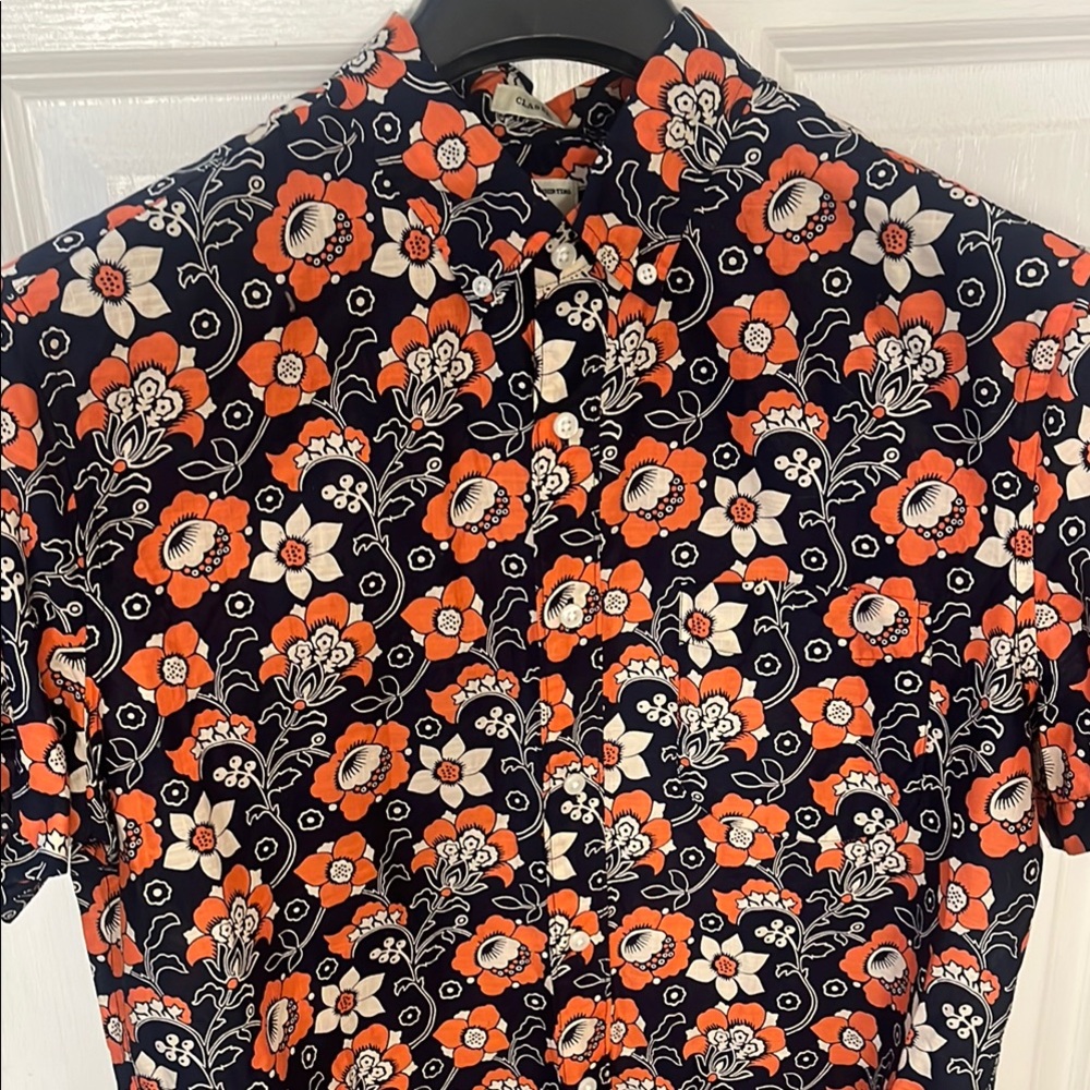 Jcrew Men's Shirt - Navy and Orange